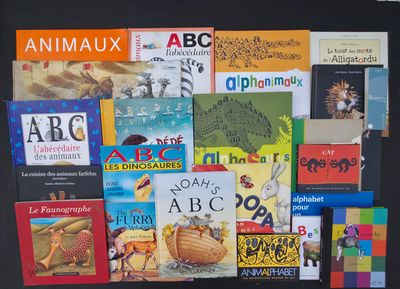 many children ' s books on the table together