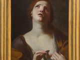 an oil painting of a woman holding a bird in her hand