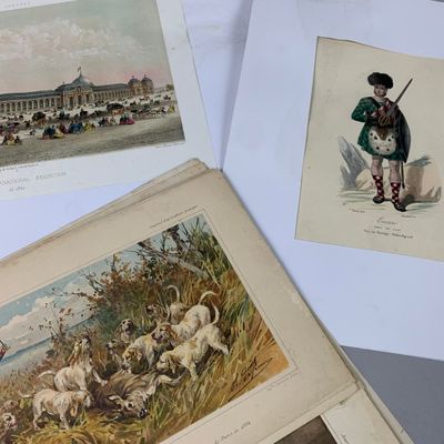 Lot d'une dizaine d'ESTAMPES diverses, dont CHROMOLITHOGRAPH…