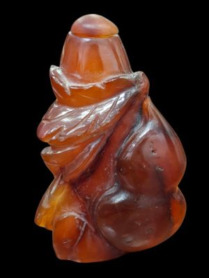 CHINE, XIXe Flacon de tabatière coloquinte en agate cornalin… - Photo 1