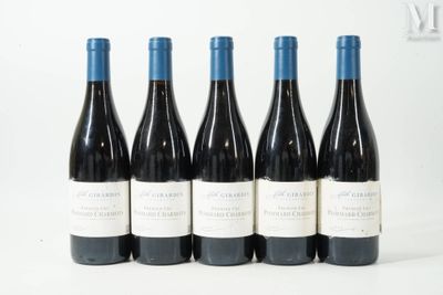 six bouteilles de vin sont alignées sur une surface blanche