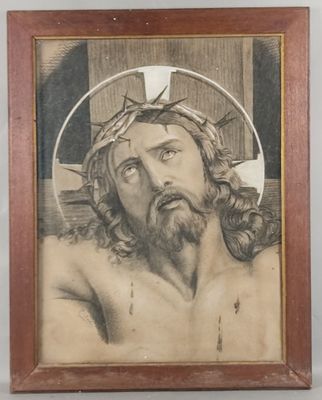 tableau représentant un homme portant une couronne d'épines sur la tête