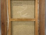 an old picture frame with a message on it sitting on a table