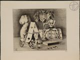 an image of a drawing of a nude woman sitting in front of a box of cards