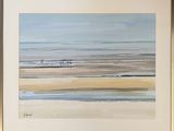 une photo d'une photo d'un tableau représentant une plage