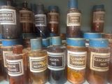 many jars of food that are sitting on a shelf