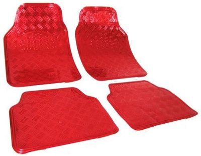 lot de 4 tapis de sol en caoutchouc rouge avec motif en losanges