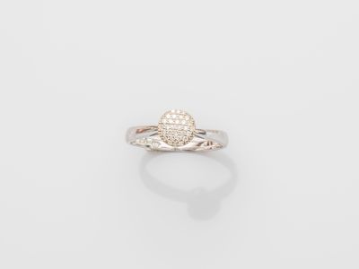 a white gold ring with diamonds on a white background