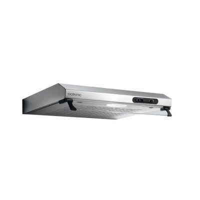 an image of a stainless steel range hood with a light on it