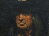 un tableau représentant un homme portant un chapeau noir surmonté d'une couronne