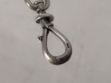 a silver necklace with a chain attached to it