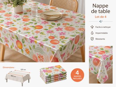 Lot de 4 nappes de table en toile 140x160 cm