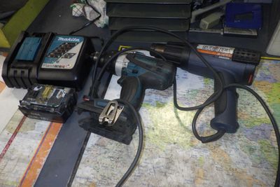 a picture of a corded drill and a corded drill on a map