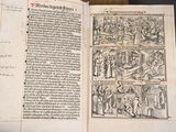an old book with a picture of people in it