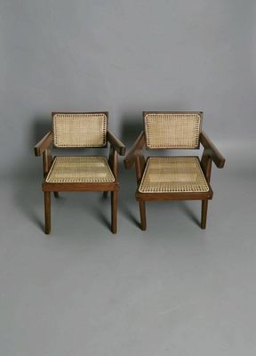 paire de fauteuils danois du milieu du siècle, avec dossier en rotin