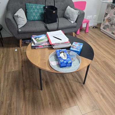 a couch and a table in a living room
