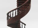 a wooden spiral staircase on a stand with a white background