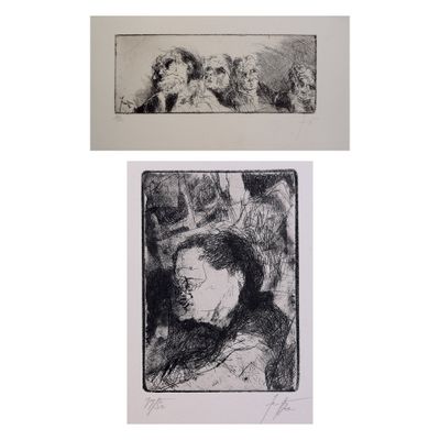 deux dessins en noir et blanc d'un homme et d'une femme
