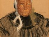 portrait of an old man wearing a hat and a scarf
