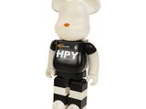 a black and white bear with a black shirt on