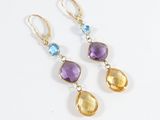 amethorate and citrine earrings with blue topaz