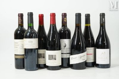 plusieurs bouteilles de vin sont alignées sur une surface blanche