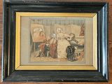 tableau encadré représentant une femme assise sur une chaise