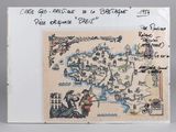 an old drawing of a map of a town with people on it
