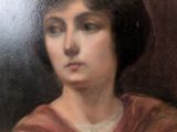portrait of a woman in a pink dress with a red shawl