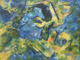 peinture abstraite représentant un homme tenant une guitare dans sa main droite