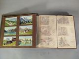 an open book with pictures of a mountain scene on it