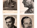 four black and white photographs of men in suits and ties