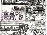 a black and white drawing of a bus that has a bunch of people inside of it