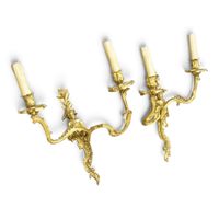 Paire d'APPLIQUES en bronze doré, à décor au chinois, deux b… (photo 2)