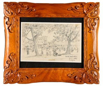 NGYM (Trân Quang Trân) (1900-1969) : "Rue d'Hanoî animée Bo …