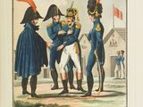 three men dressed in military uniforms standing next to each other