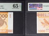 trois types de devises exposés dans la vitrine d'un magasin