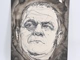 dessin d'un visage d'homme en noir et blanc sur une feuille de papier