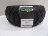 the black rubber belt has a green logo on it