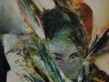 un tableau représentant un oiseau perché sur une table