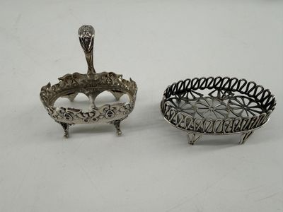 pair of antique silver plated fruit dishes