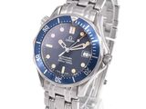 an image of a stainless steel watch with a blue dial