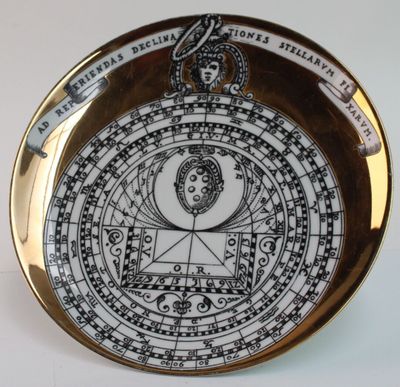 une assiette sur laquelle est représenté un cadran solaire