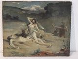 an image of a painting of a woman in a desert scene