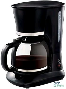 a black coffee maker with a glass carafe on it