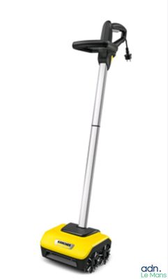 un aspirateur jaune et noir sur fond blanc