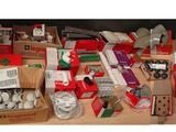 many boxes of different types of items on a table