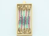 a picture of a gold and blue beaded necklace