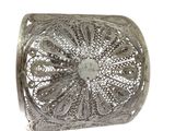 silver filigree cuff bracelet with filigreed design and filigreed design