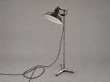 a black and white photo of a lamp with a cord attached to it